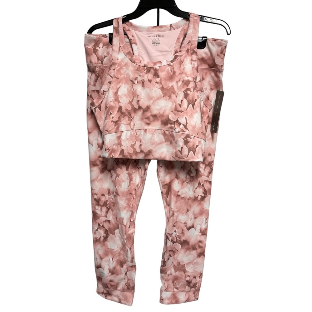HARMONY BALANCE Activewear Workout 2pc Set Sports Bra & Leggings Blush Pink XL